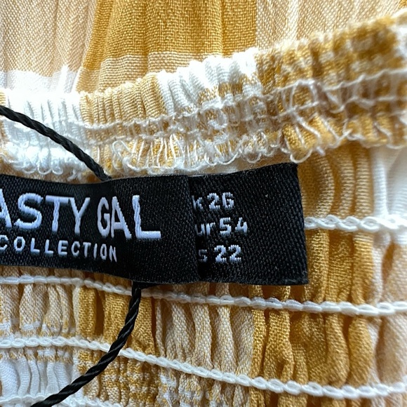 NWT | NASTY GAL PLUS SIZE SMOCKED GINGHAM MIDI DRESS LEMON YELLOW | SIZE 22 - Picture 9 of 12